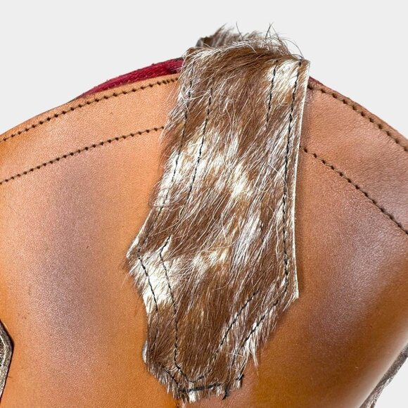 Alcala's Johnny Brown White Cow Hair Women 100% Leather Cowboy Boots Size 8.5 - Picture 8 of 12